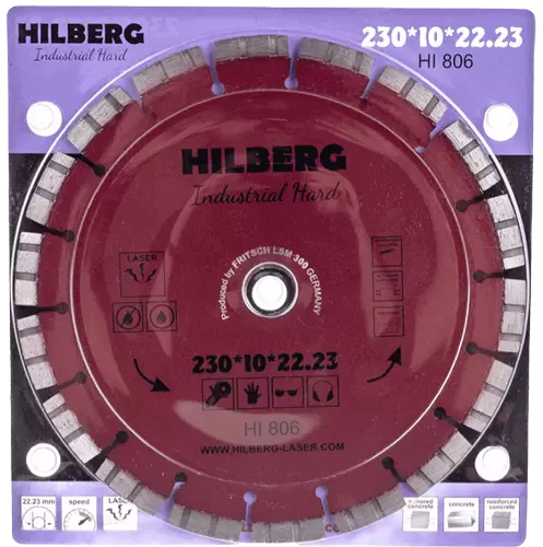 Алмазный диск по железобетону 230*22.23*10*3.2мм Industrial Hard Laser Hilberg HI806 - интернет-магазин «Стронг Инструмент» город Пермь