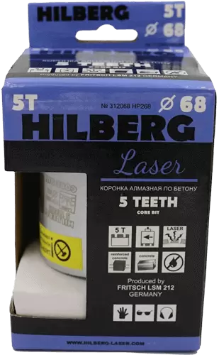 Коронка алмазная по армированному бетону SDS-Plus 68 мм Hilberg Laser 5 Teeth HP268 - интернет-магазин «Стронг Инструмент» город Пермь
