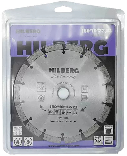 Алмазный диск по железобетону 180*22.23*10*2.4мм Hard Materials Laser Hilberg HM104 - интернет-магазин «Стронг Инструмент» город Пермь