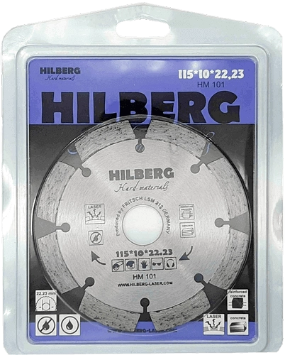 Алмазный диск по железобетону 115*22.23*10*2.0мм Hard Materials Laser Hilberg HM101 - интернет-магазин «Стронг Инструмент» город Пермь