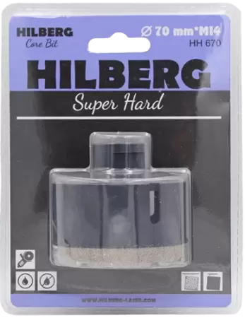 Коронка алмазная по керамике и керамограниту 70*35 М14 Super Hard Hilberg HH670