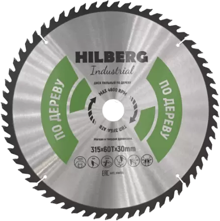 Пильный диск по дереву 315*30*2.8*60T Industrial Hilberg HW315 - интернет-магазин «Стронг Инструмент» город Пермь
