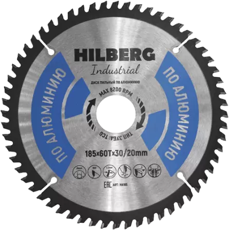 Пильный диск по алюминию 185*30/20*Т60 Industrial Hilberg HA185 - интернет-магазин «Стронг Инструмент» город Пермь
