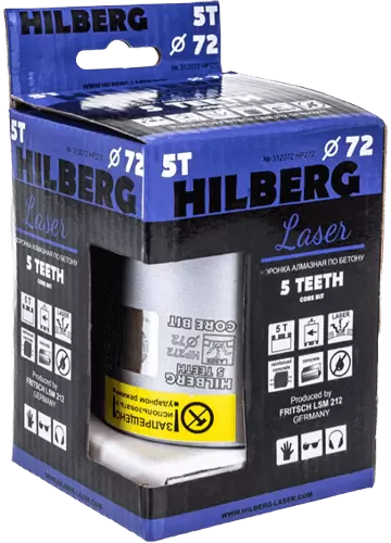 Коронка алмазная по армированному бетону SDS-Plus 72 мм Hilberg Laser 5 Teeth HP272 - интернет-магазин «Стронг Инструмент» город Пермь