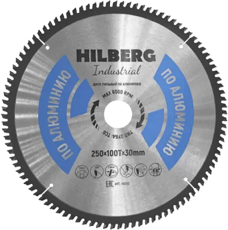 Пильный диск по алюминию 250*30*Т100 Industrial Hilberg HA250 - интернет-магазин «Стронг Инструмент» город Пермь